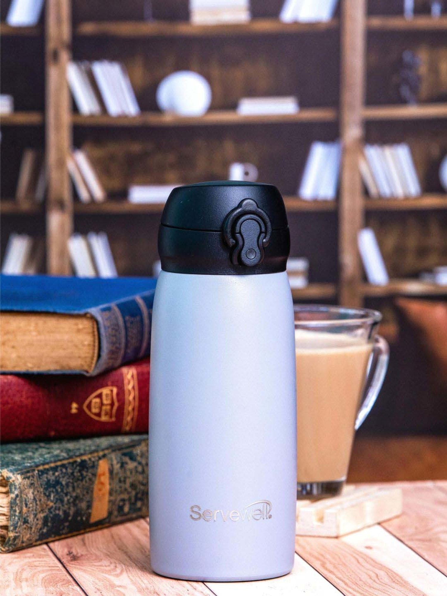 Servewell Dolphin Grey Steel Pride Vacuum Bottle (0.415 L)