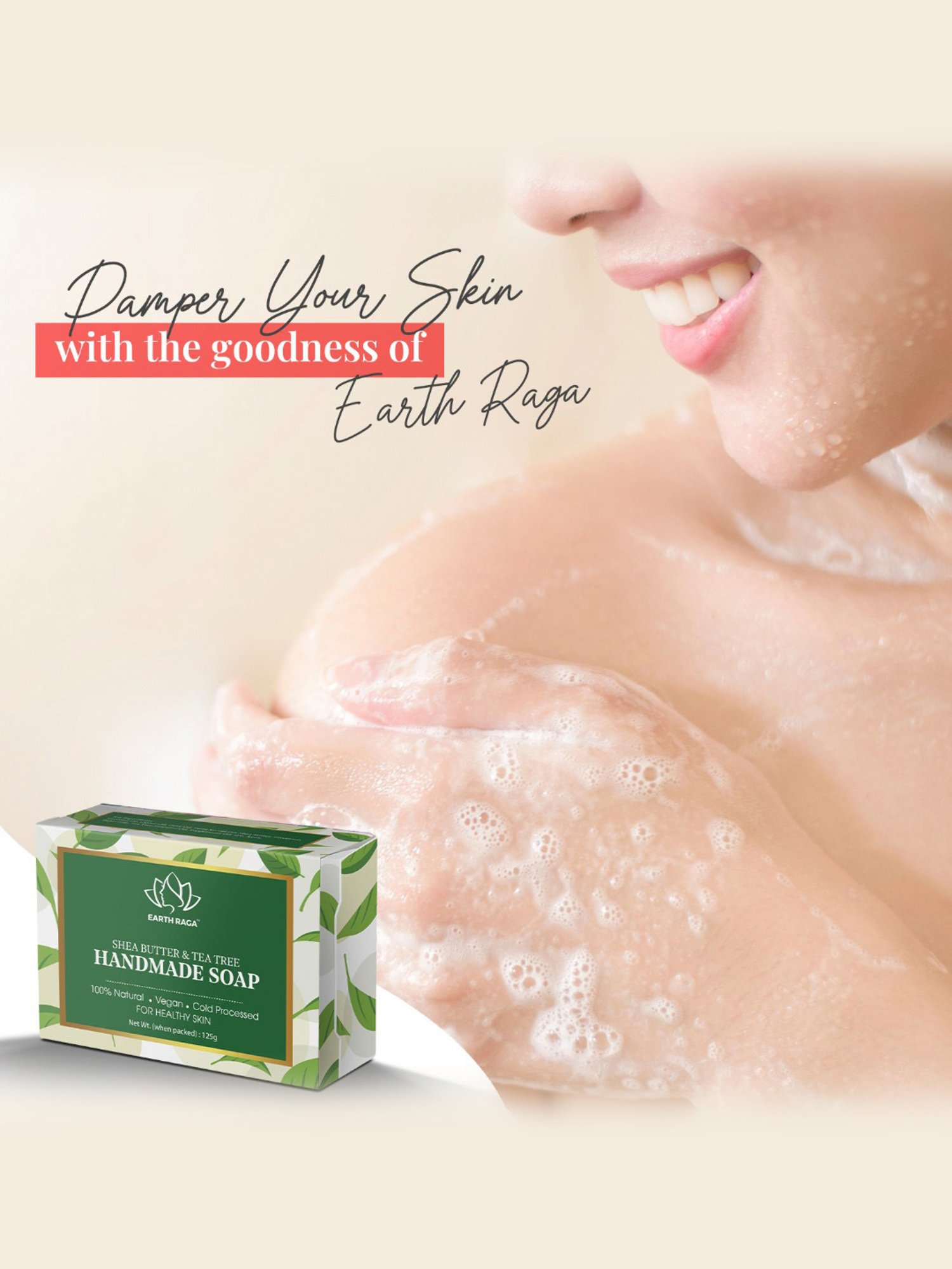 Earthraga Shea Butter & Tea Tree Handmade Soap - 125 gm