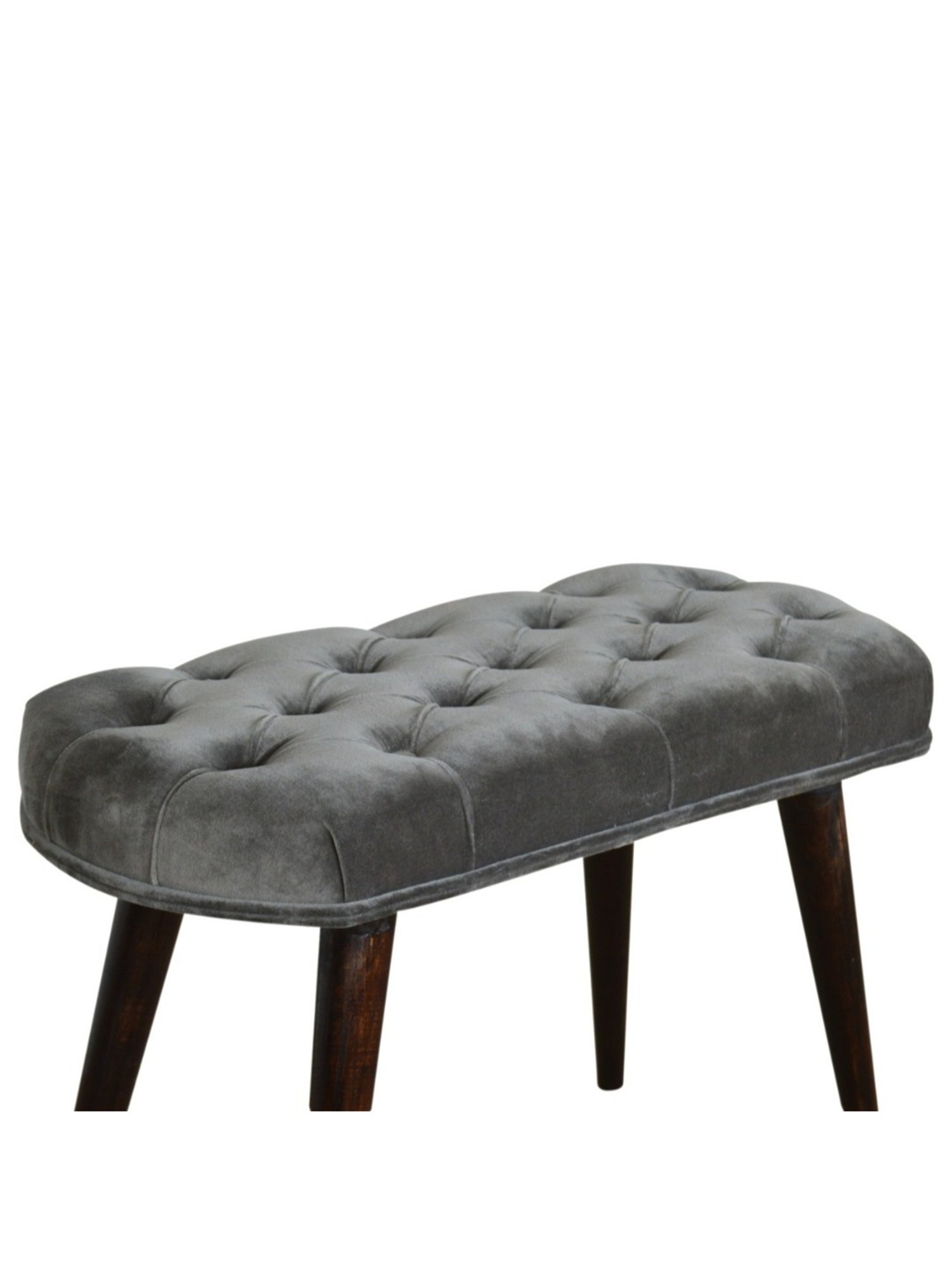Artisan Furniture Black & Grey Cotton Velvet Deep Button Bench