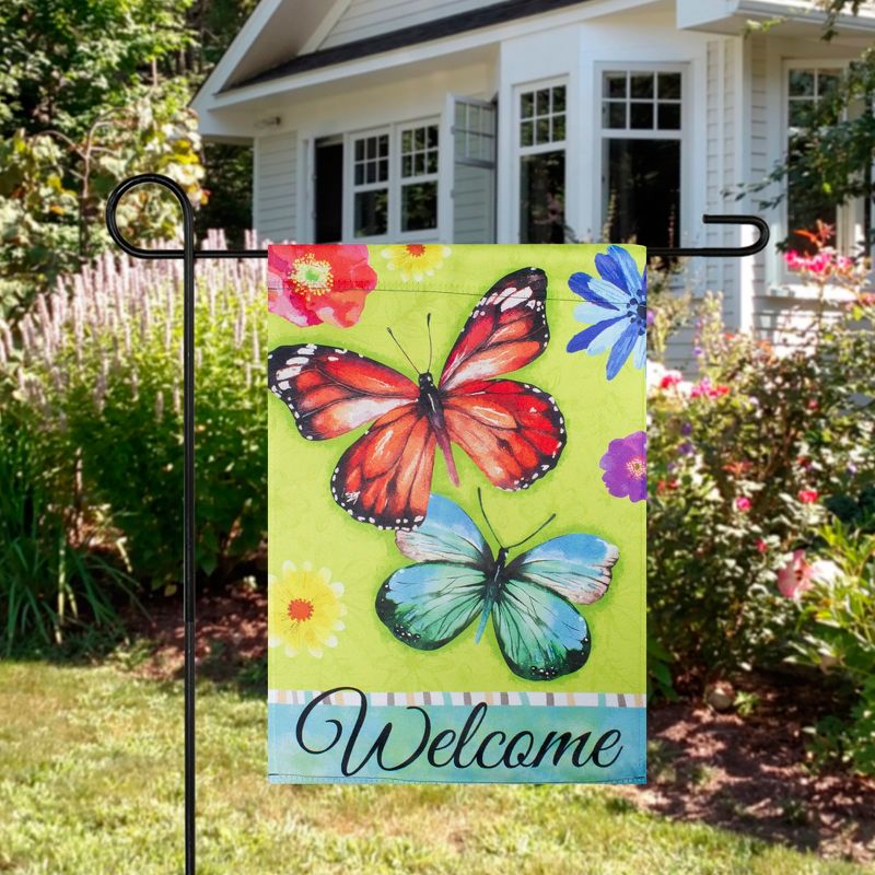 Northlight Welcome Butterflies Green Outdoor Garden Flag 12.5" x 18"