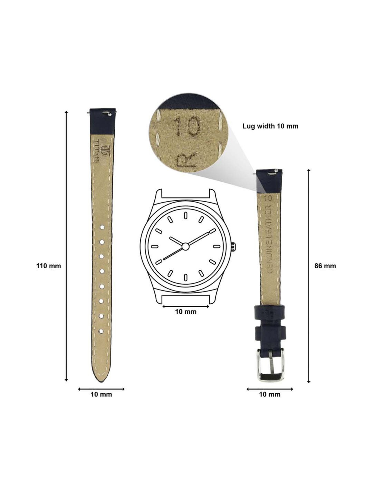 Titan 24 mm Tan Genuine Leather Strap for Men