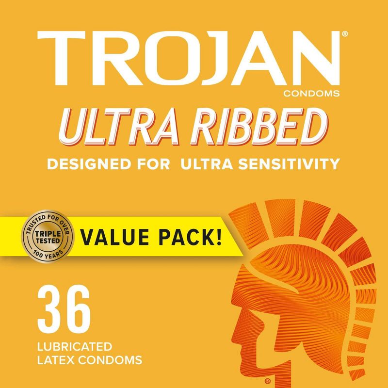 Trojan Ultra Ribbed Premium Lube Condoms - 36ct