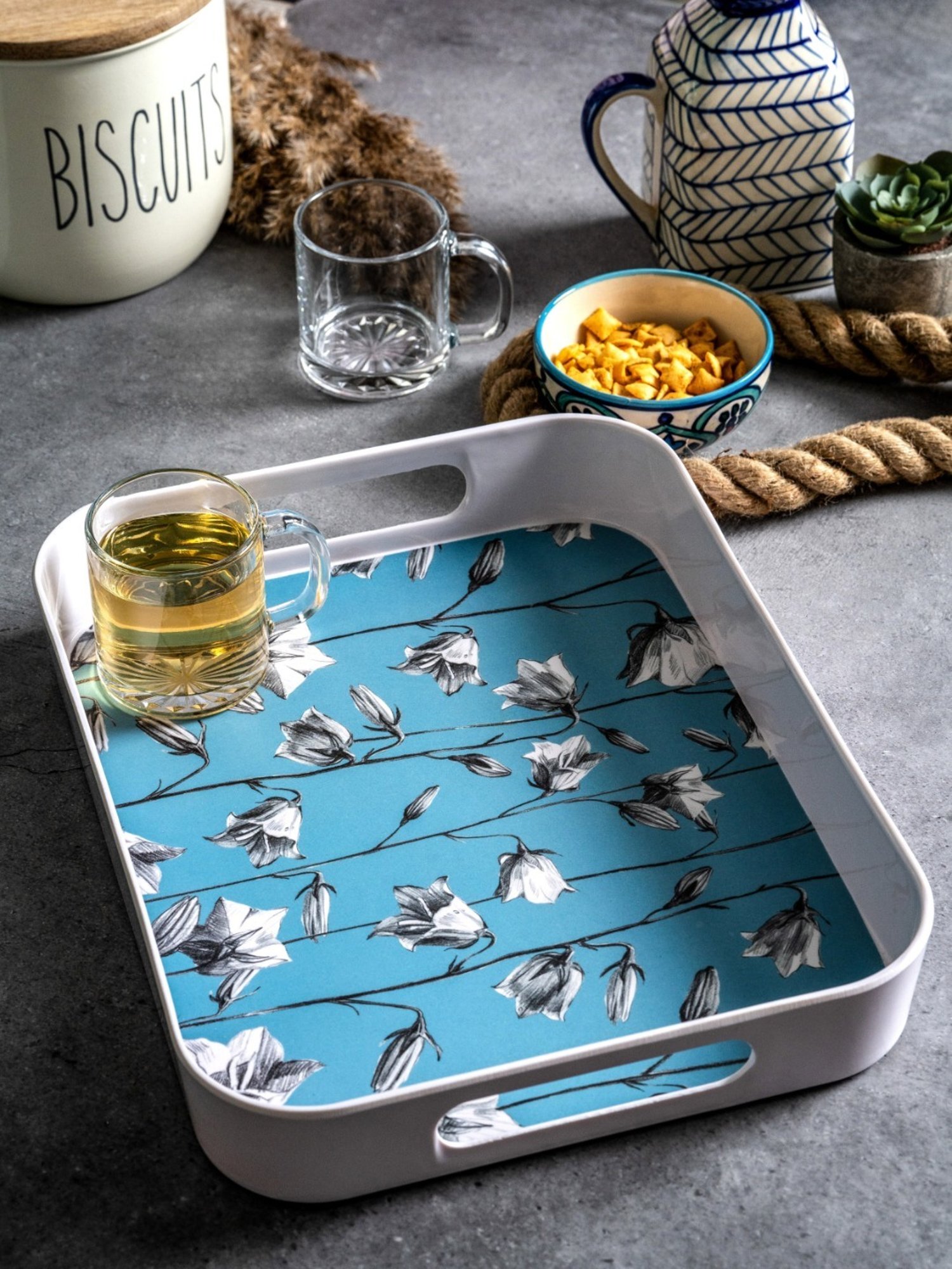 Goodhomes Multicolor Melamine Rectangular Serving Tray