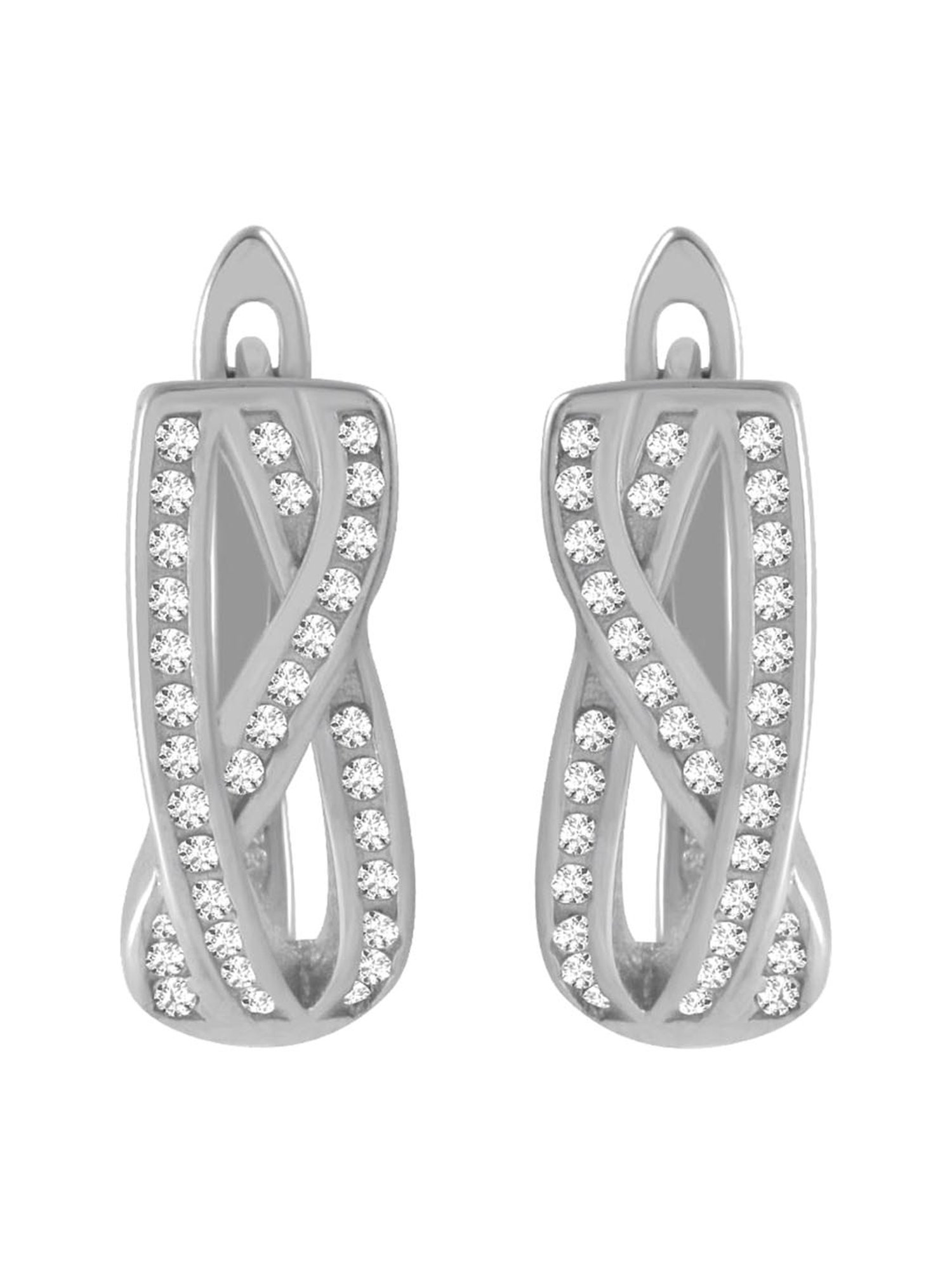 Rihi by P.C. Chandra Jewellers 92.5 Sterling Silver Hoop Earrings for Women & Girls