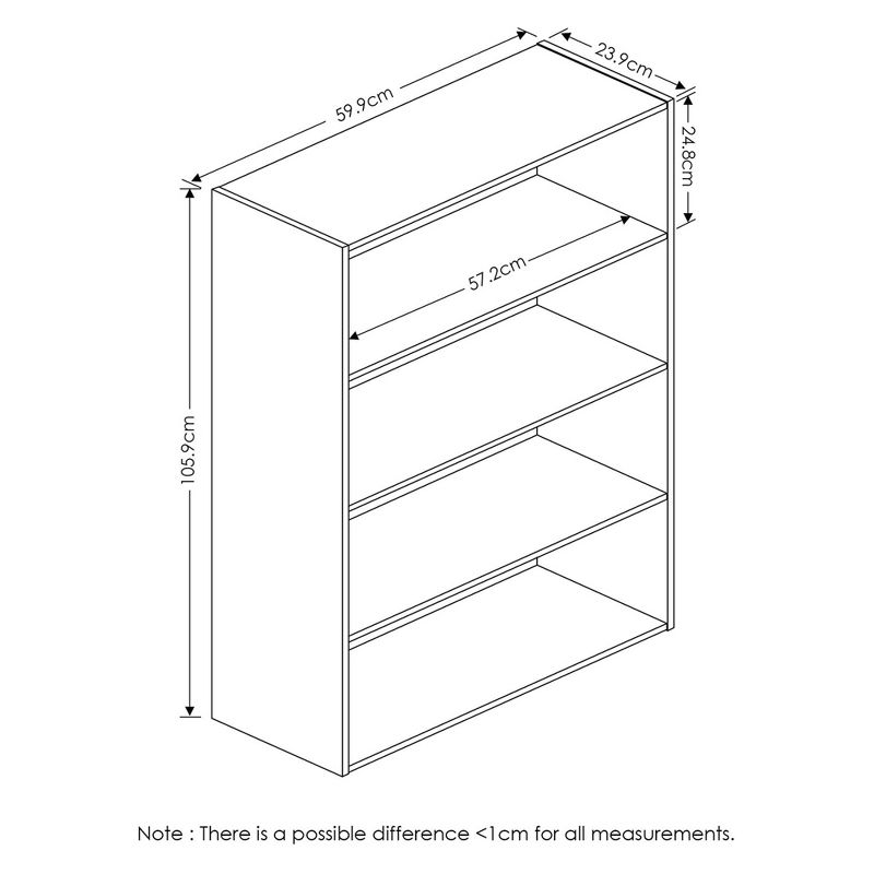 Furinno Pasir 4 Tier Open Storage and Organization Bookshelf Wood Bookcase Shelf Shelving Unit for Home or Office, Columbia Walnut