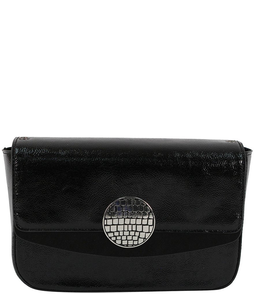 J. Renee 10500 Pearlized Patent Convertible Flap Shoulder Bag