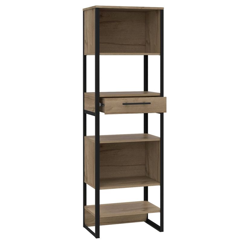 63" Emery 5 Tier Shelf Slim Bookcase Light Wood - RST Brands