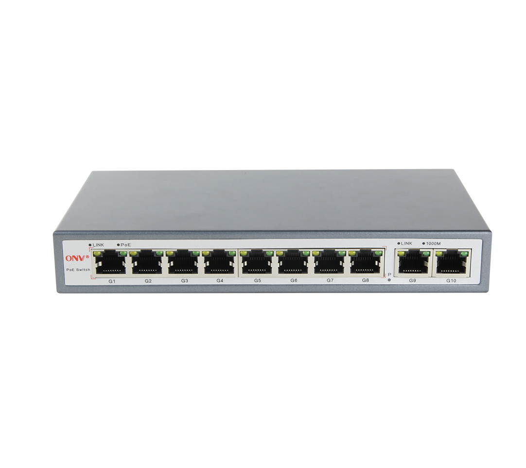 10-Port Gigabit PoE Switch with 8 Gigabit PoE Ports  automatic adjustment RJ45 ports Support PoE Standard IEEE 802.3af/at