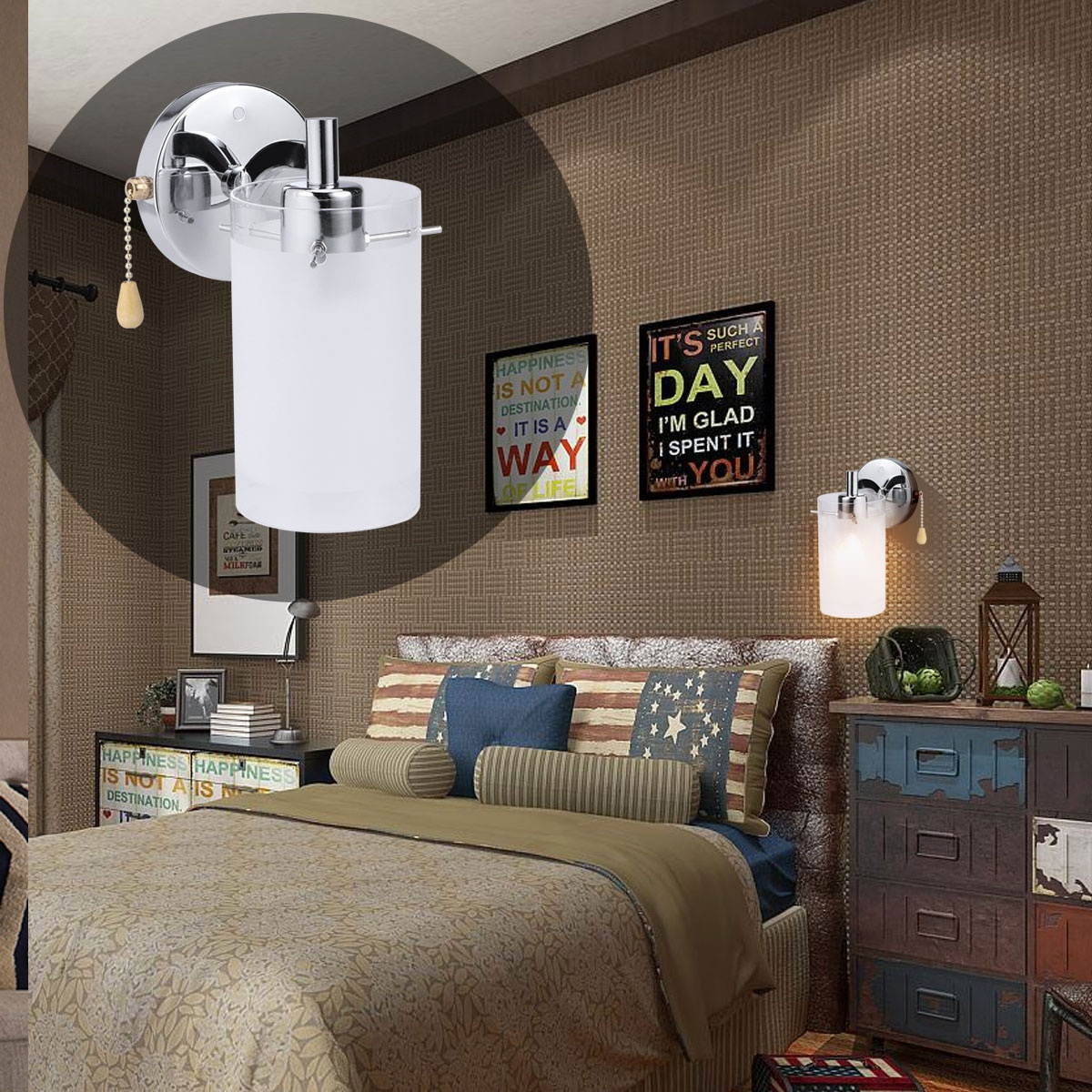 Glass Wall Lamp Modern Solid E27 Wall Light Loft Restaurant Art Lighting Decor