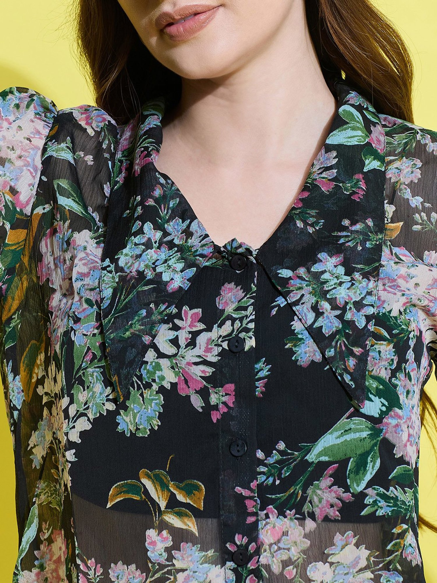 Anvi Be Yourself Black Printed Shirt