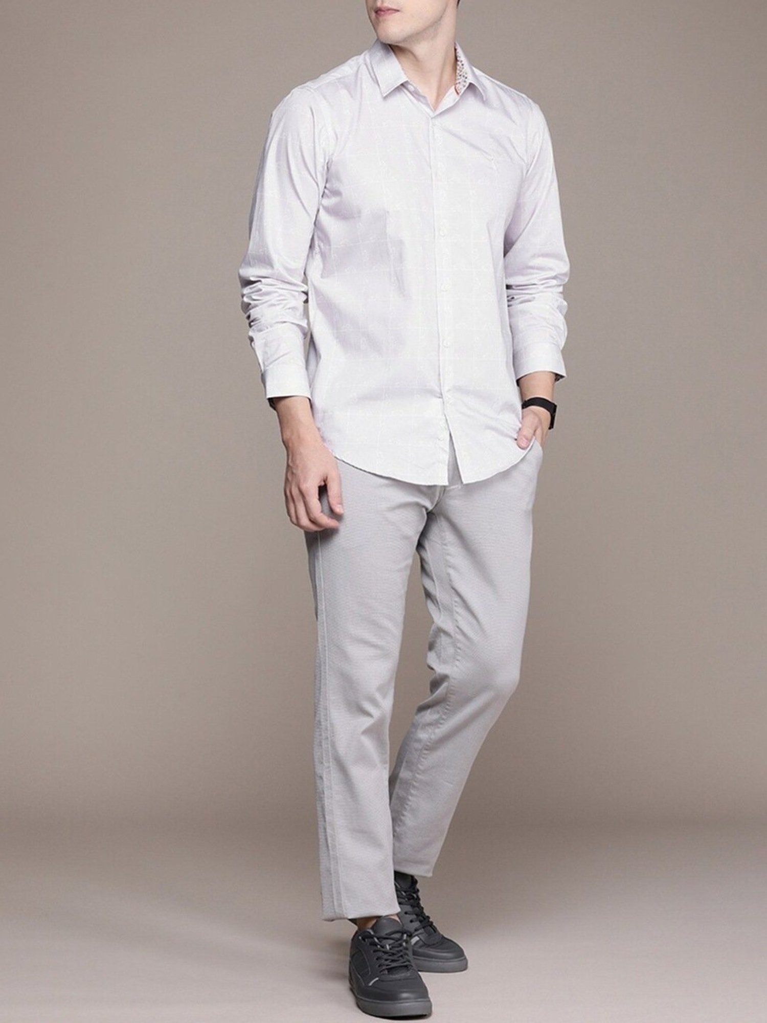 Simon Carter London Grey Printed Slim Fit Shirt