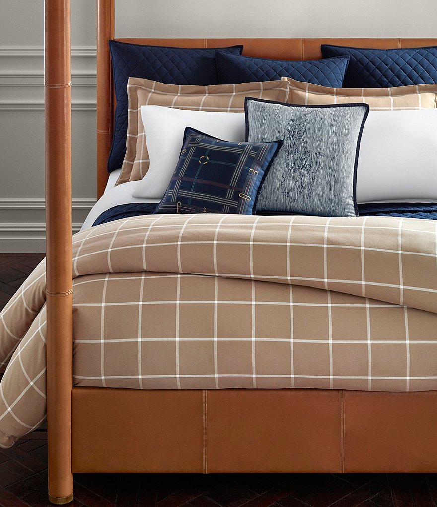 Ralph Lauren Modern Equestrian Windowpane Cotton & Cashmere Duvet Cover