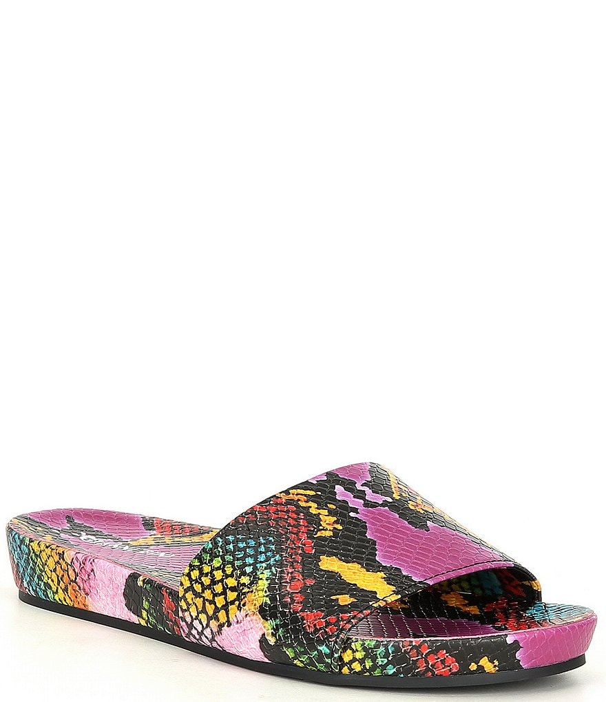 Gianni Bini Summatime Snake Print Banded Wedge Pool Slides