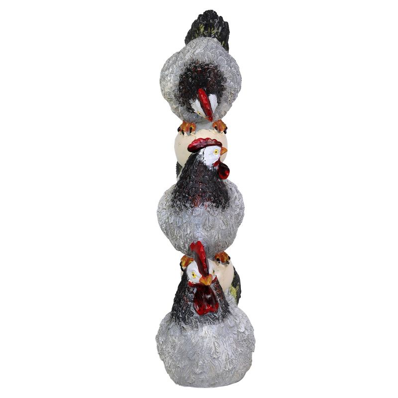 12.4" Resin Stacked Chicken and Egg Statue Black/White/Gray - Exhart