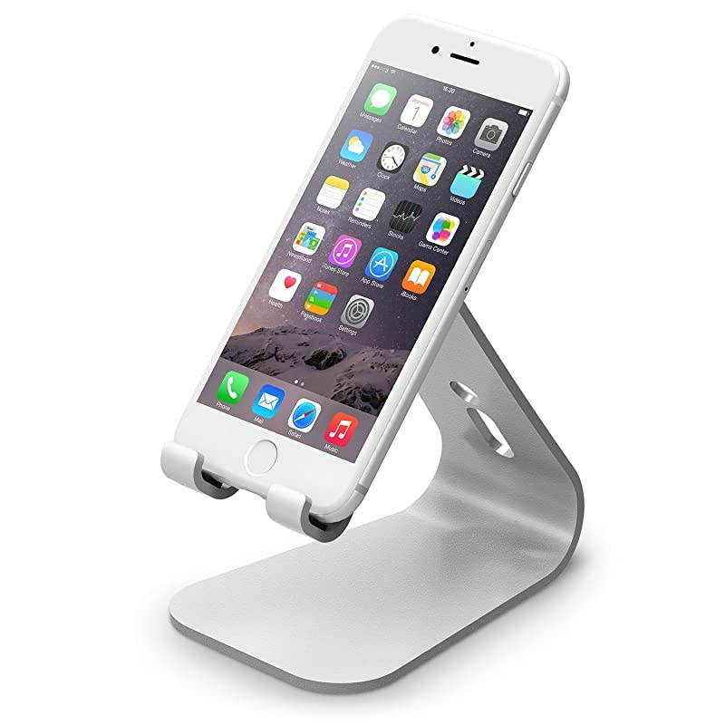 M2 Stand Silver Premium AluminumAngled for Video CallsCable Management for All iPhones Galaxy and Other Smartphones