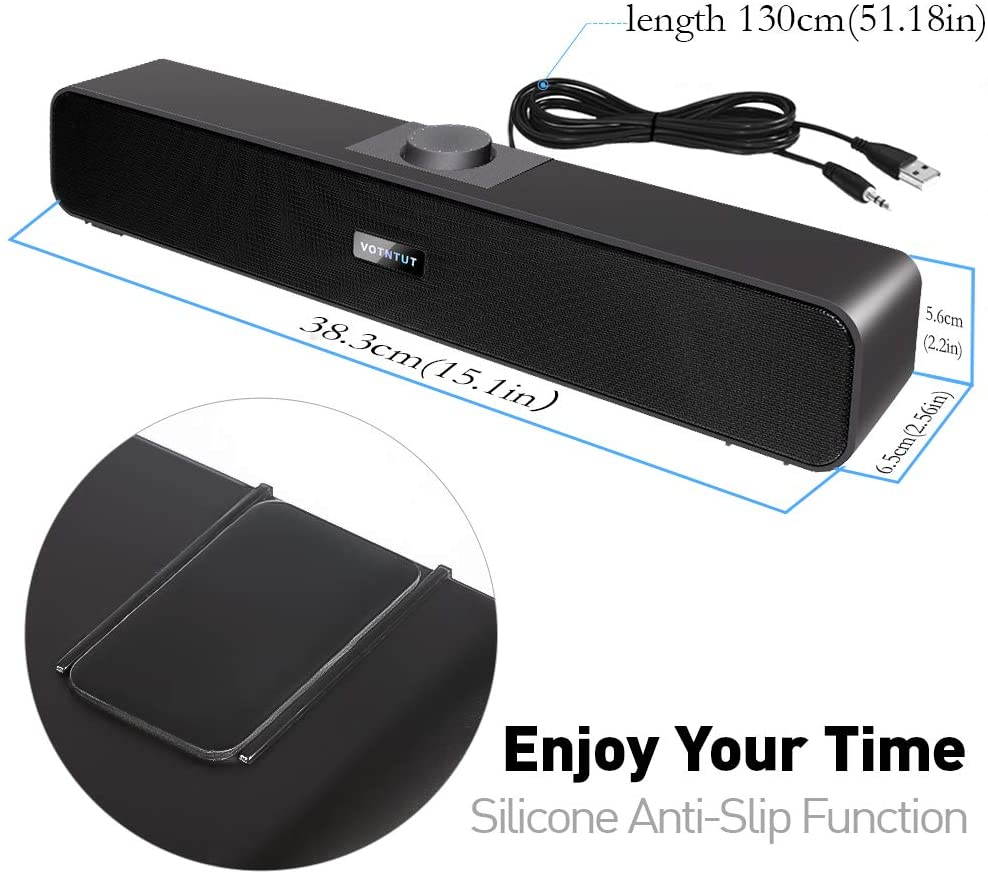 Computer Speakers,Wired USB Desktop Speaker,Stereo USB Powered Desktop Sound Bar Laptop Speaker for PC Tablets Desktop Cellphone Laptop MP3(2021 Version)