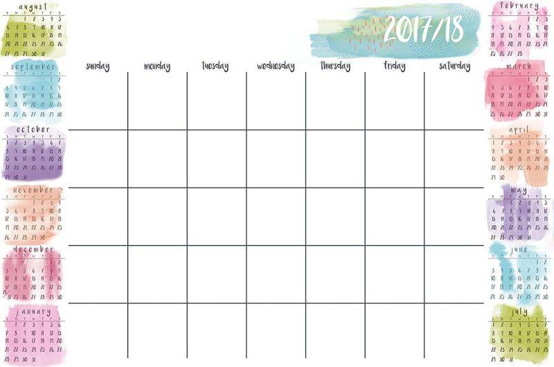 WallPops Splash Academic 2017-2018 Calendar