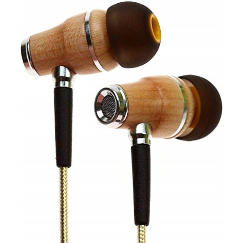 Symphonized NRG 2.0 Premium Genuine Wood In-ear Noise-isolating Headphones|Earbuds|Earphones with Innovative Shield Technology Cable and Mic (Gold)