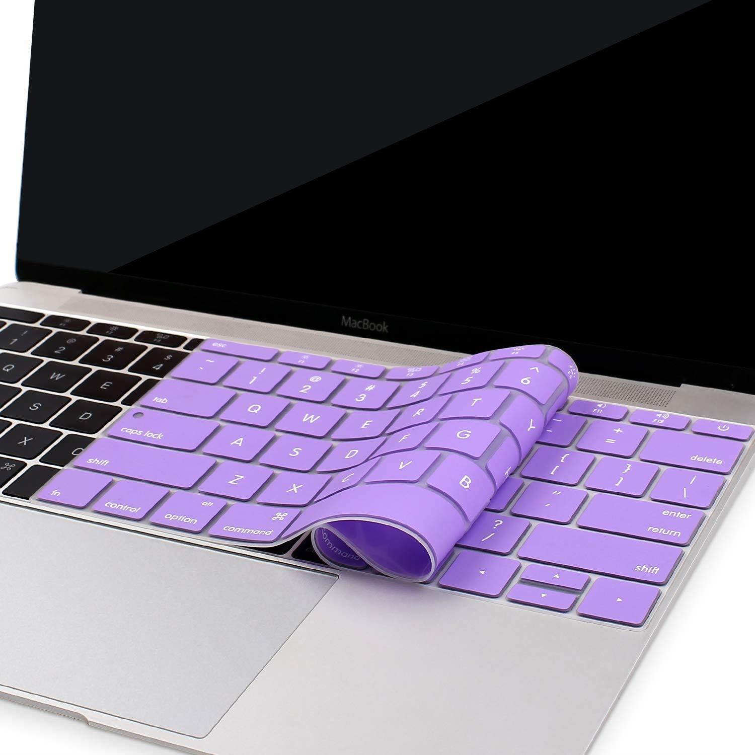 MOSISO Keyboard Cover Compatible MacBook Pro 13 Inch 2017 & 2016 Release A1708 No Touch Bar & New MacBook 12 Inch A1534 Protective Skin, Light Purple