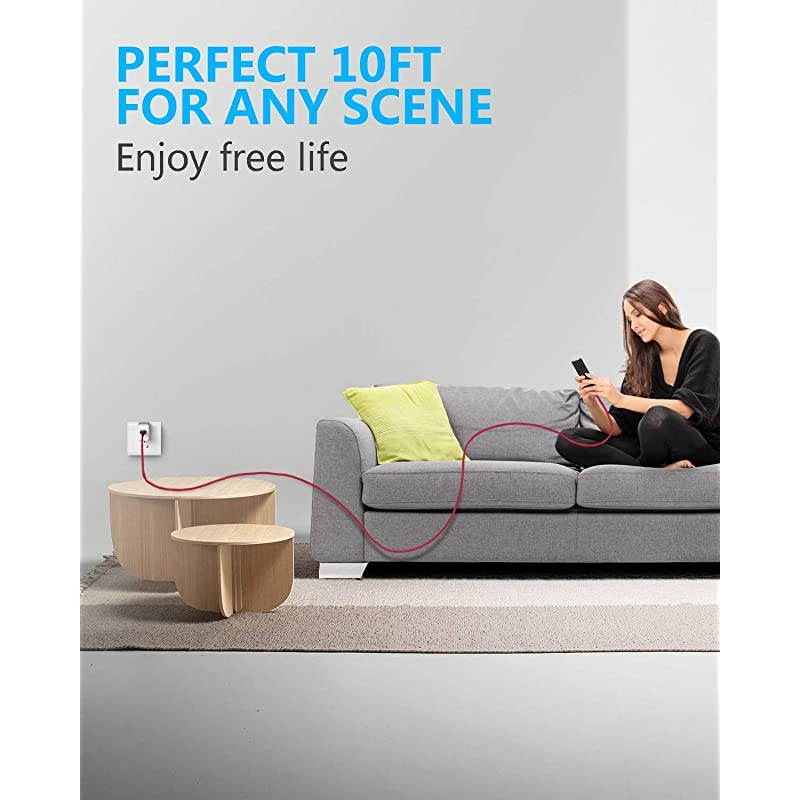 Charger 10 ft, [ MFi-Certified] Lightning Cable 10 Foot,Long Durable Braided 10 feet Nylon Metal Connector Charger Cord Compatible with 11/11Pro/11Max/ X/XS/XR/XS Max/8/7/6/5S/SE