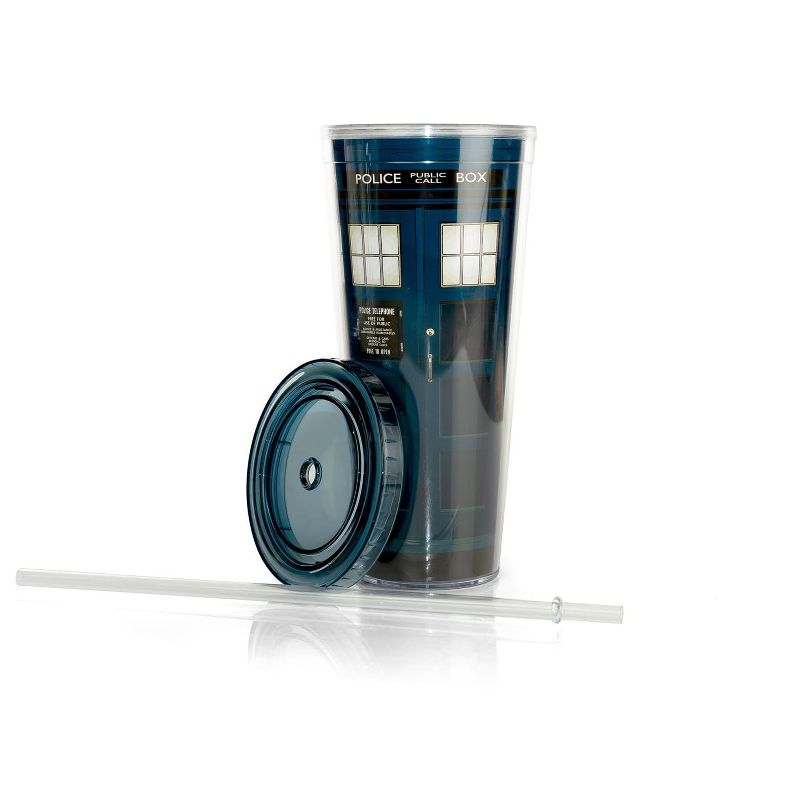 Seven20 Doctor Who TARDIS 22 Oz Acrylic Travel Tumbler With Lid & Straw