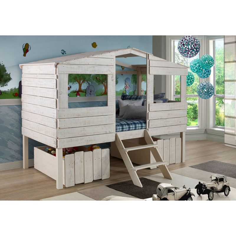 Twin Tree House Loft with Drawers Rustic Sand - Donco Kids