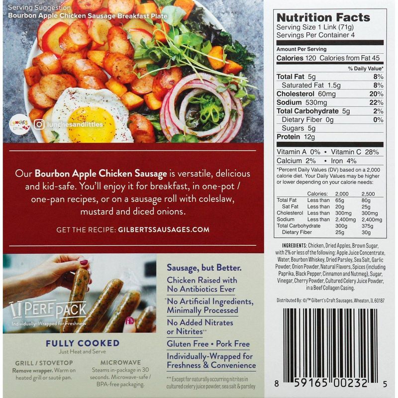 Gilbert's Craft Sausage Bourbon Apple Chicken Sausage -10oz
