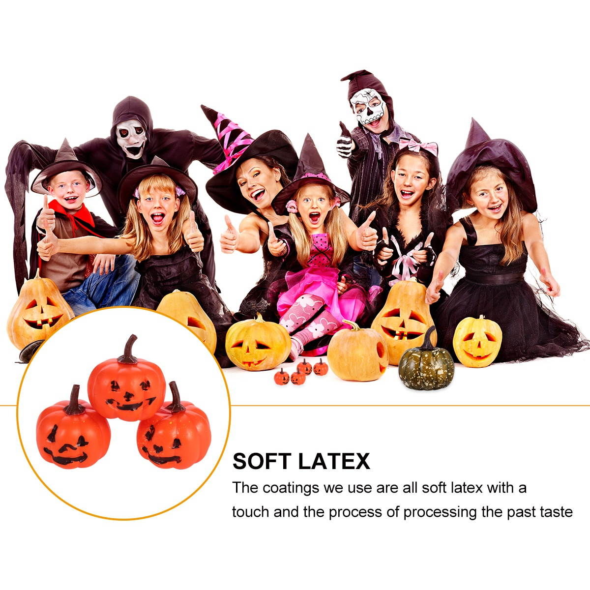 16pcs Halloween Props Plastic Pumpkin Ornaments Emulational Pumpkin (Orange)