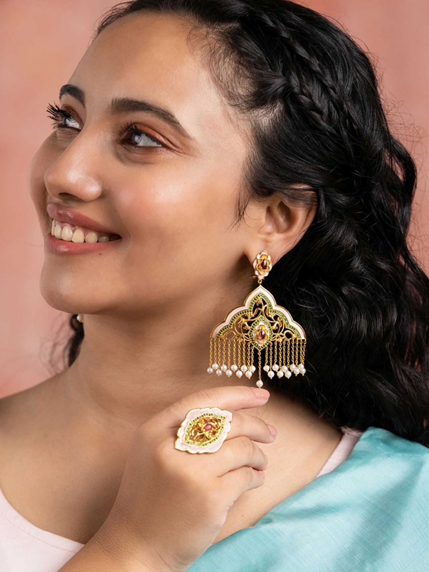Shaya 92.5 Sterling Silver Yellow Gold Shaadi Squad Bindaas Bahu Earrings for Women