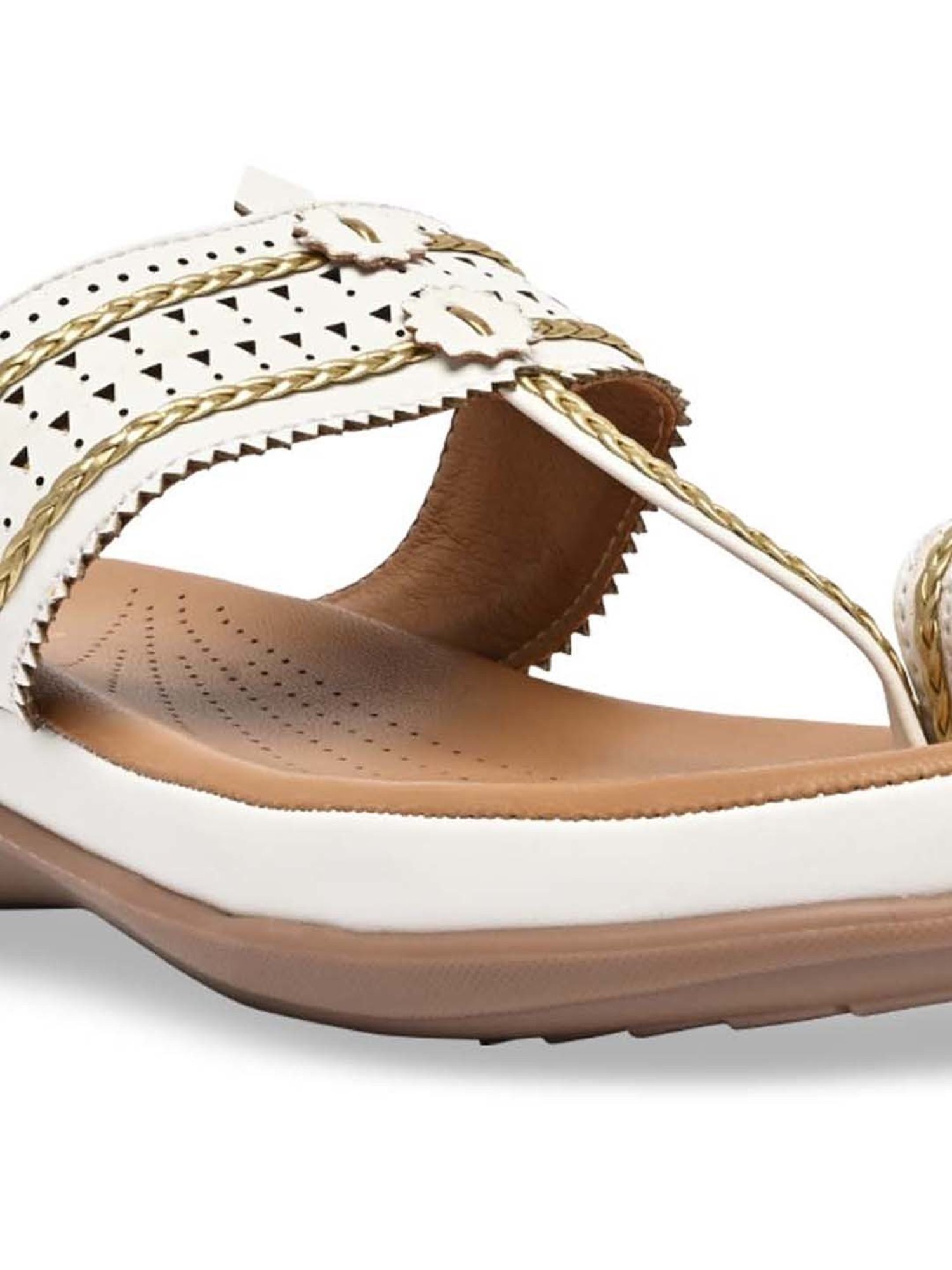 Rocia by Regal Women's White Toe Ring Wedges