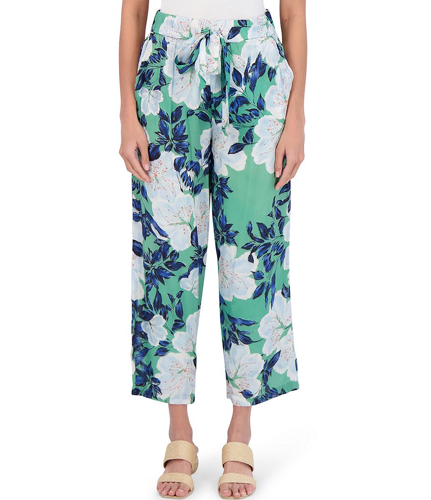 Roller Rabbit Clovis Sage Floral Wide Leg Ankle Pant