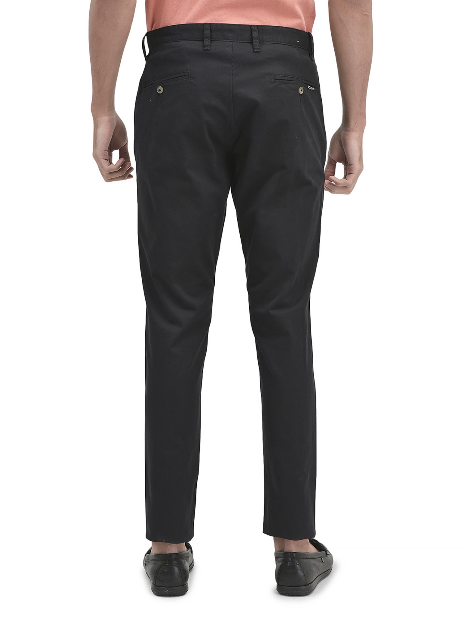 Woodland Black Regular Fit Flat Front Trousers