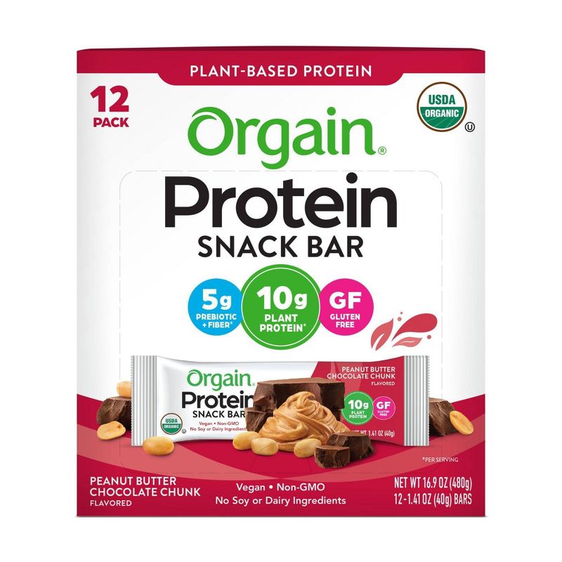 Orgain Organic Vegan Protein Bar - Peanut Butter Chocolate Chip - 12ct