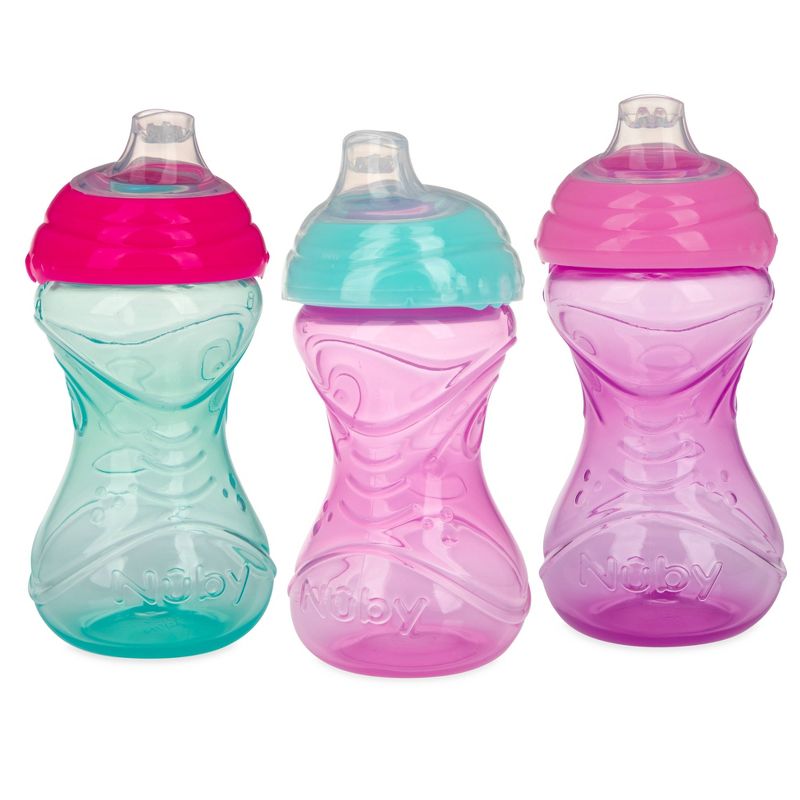 Nuby 3pk Clik-It Soft Spout Cup - Purple/Pink/Aqua - 10oz