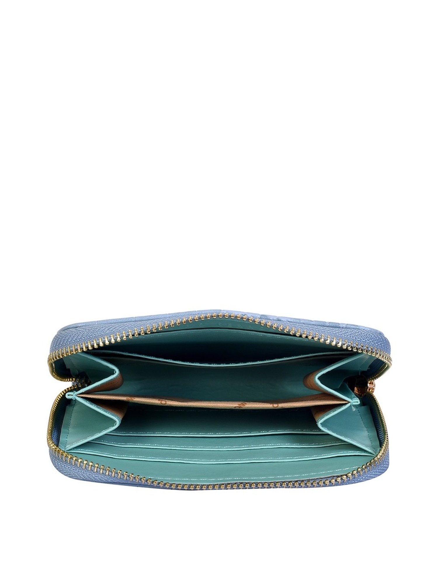 Lino Perros Core Blue Textured  Zip Around Wallet for Women