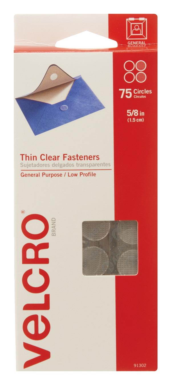 Velcro 91302 Sticky-Back Hook & Loop Fasteners  5/8   Diameter Coins  Clear  75 per Pack