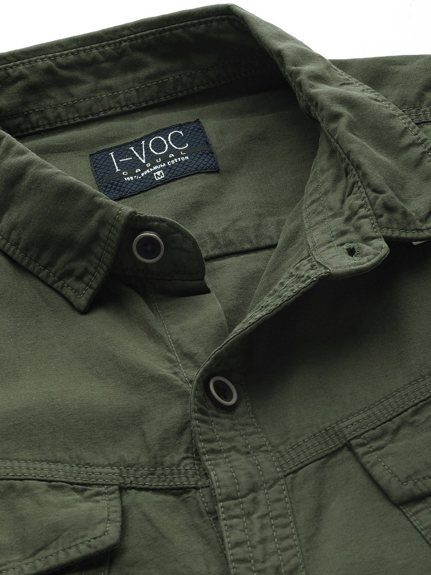 IVOC Olive Regular Fit Cotton Shirt