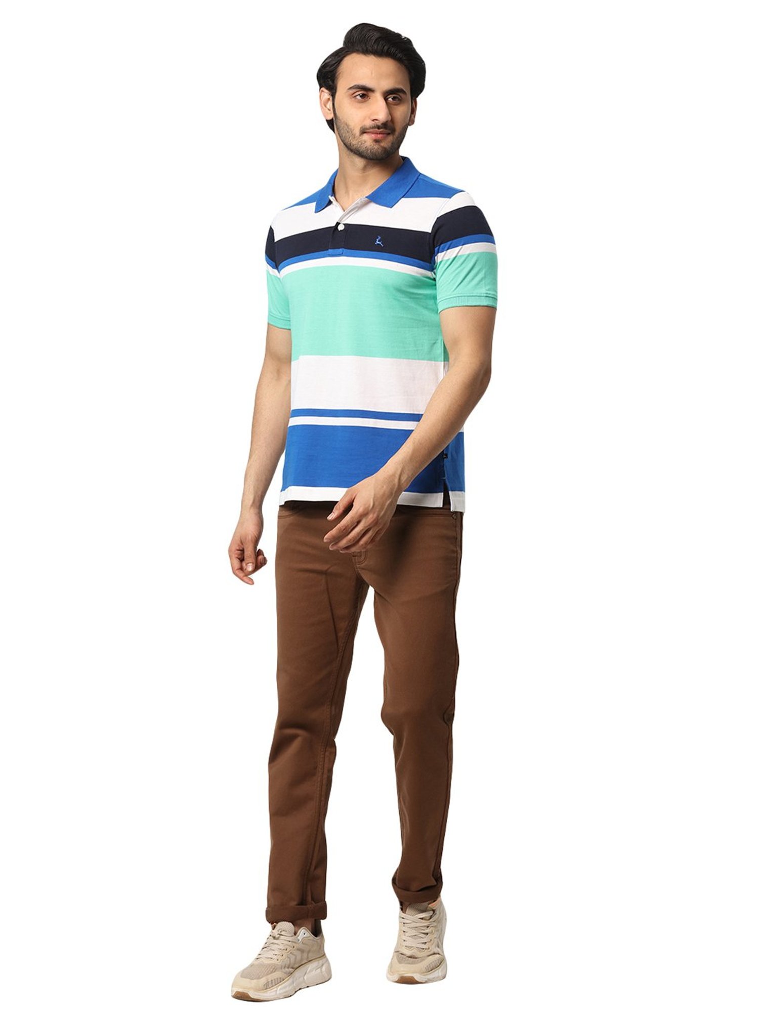 Parx Multicolor Regular Fit Striped Polo T-Shirt