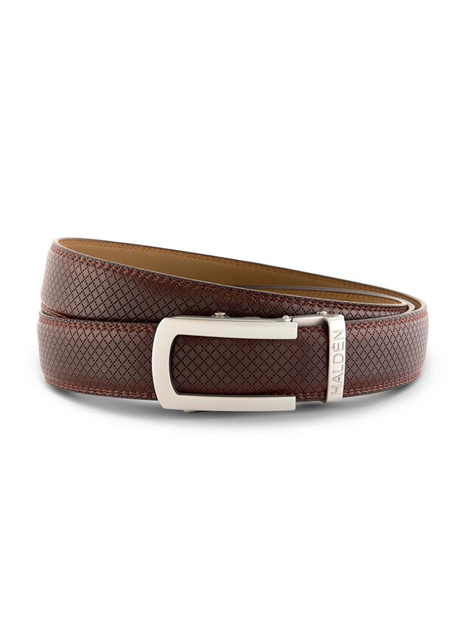 Halden Brown Theo Textured Formal Belt With Classic Pearl Buckle