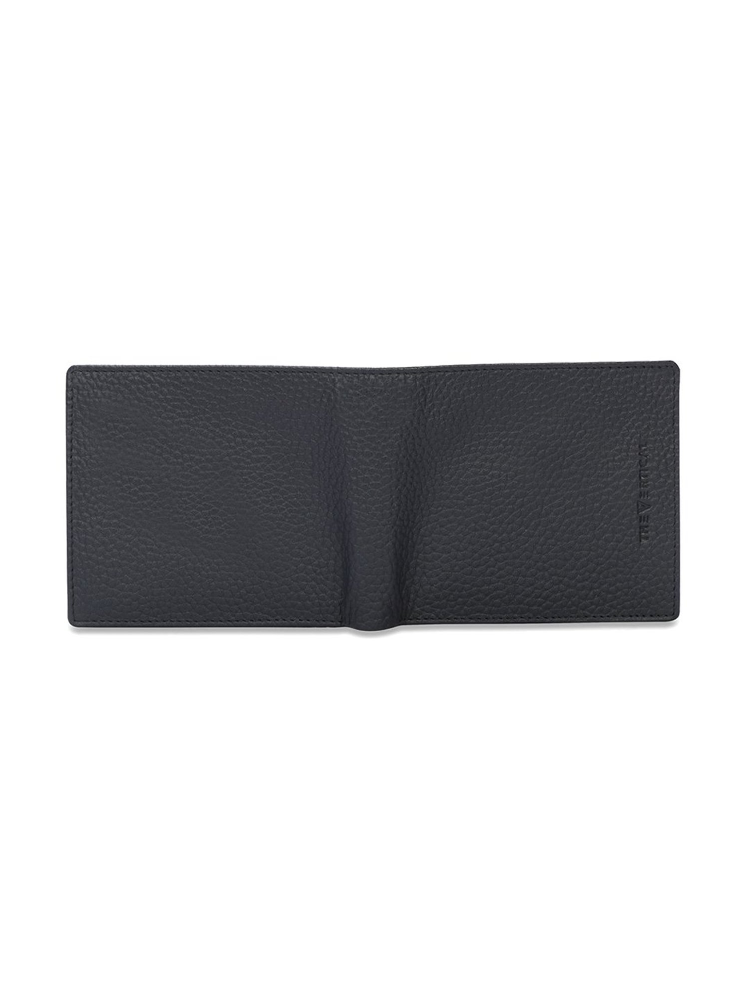 The Vertical Navy Blue Textured Leather Bi-Fold Wallet for Men
