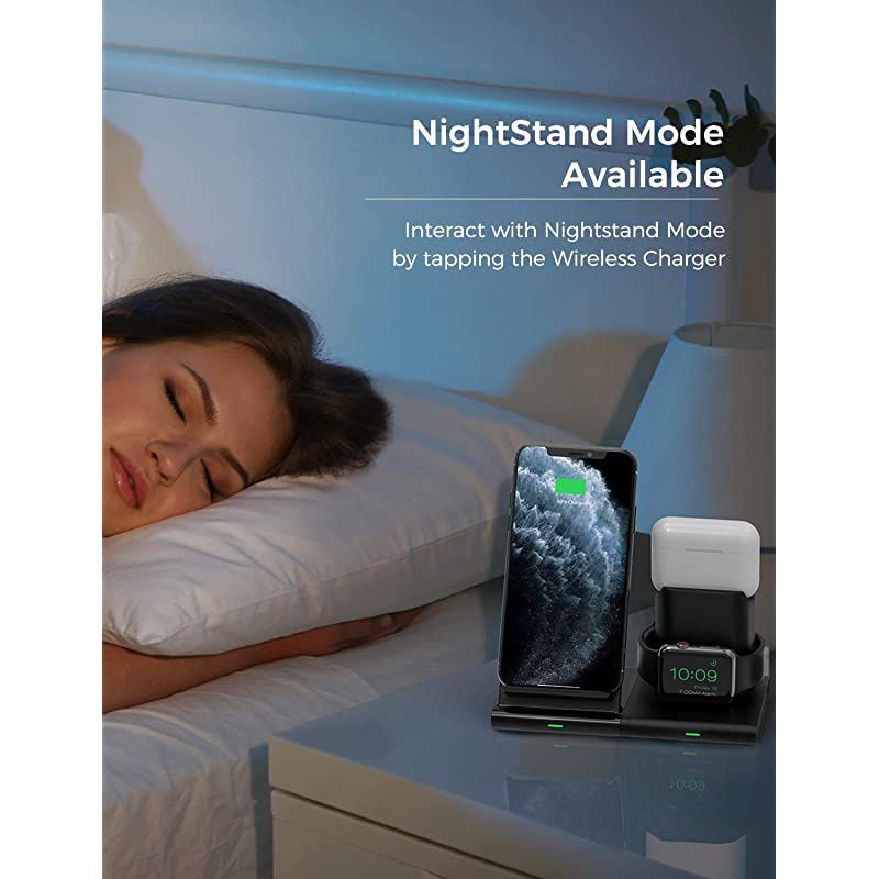 Wireless Charger, 3 in 1 Wireless Charging Station for Apple Watch, AirPods Pro/2, Detachable and Magnetic Wireless Charging Stand for iPhone 11 Pro Max/X/XS/XR/8Plus(NO QC 3.0 Adapter)