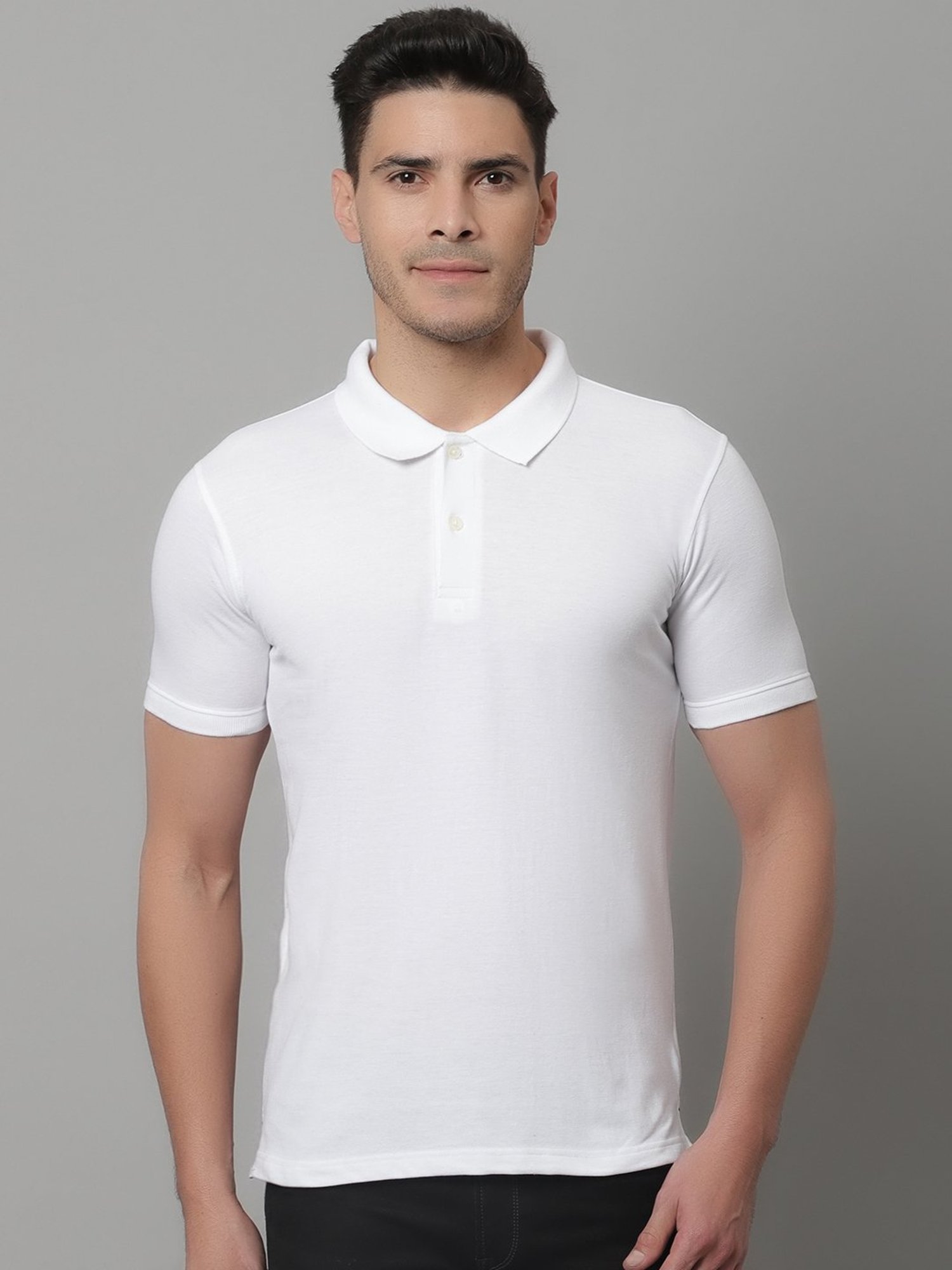 Cantabil White Regular Fit Polo T-Shirt