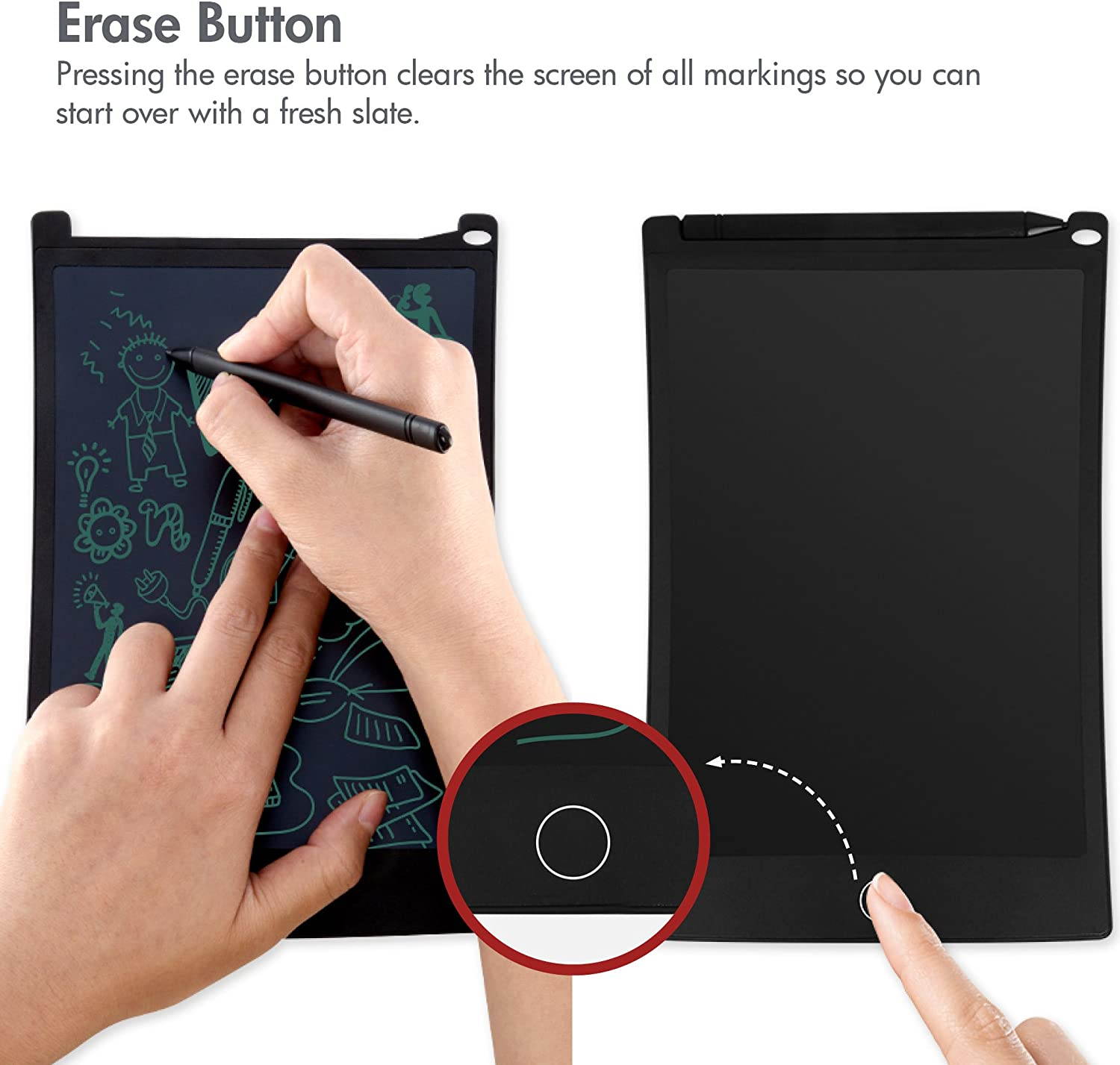 Viotek EWriter Writing Tablet - 8.5&rdquo; Writing Surface with Viotek Eye-Guard Technology, Comes with Stylus and Stylus Holder, Lightweight, Green Ink Markings, 4 Magnets  - LCD Drawing Tablet