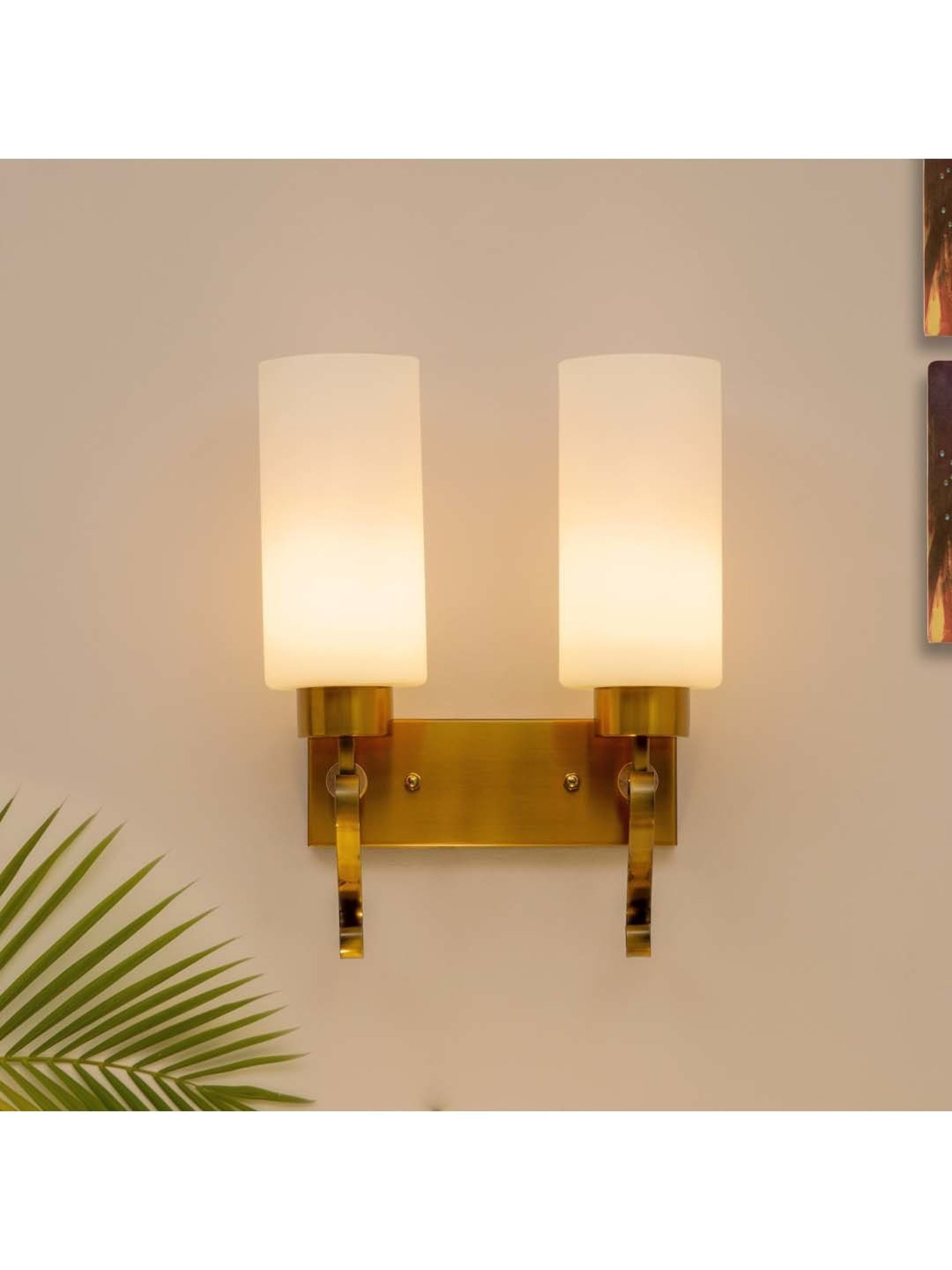 Kapoor E Illuminations Paloma White & Brown Metal Modern Duo Wall Light - Set of 1