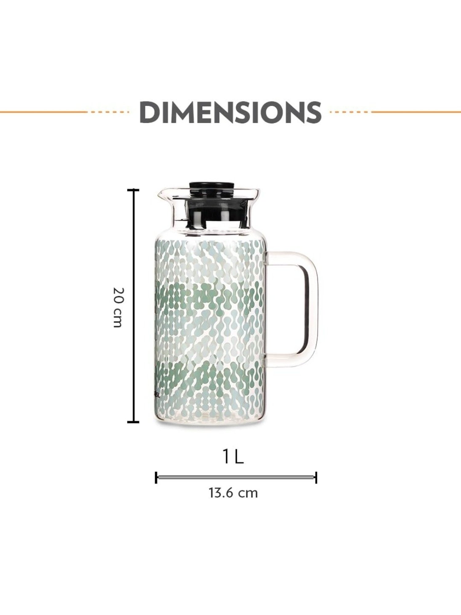 Borosil Vista Transparent Borosilicate Glass Jug with Lid (1000 ML)