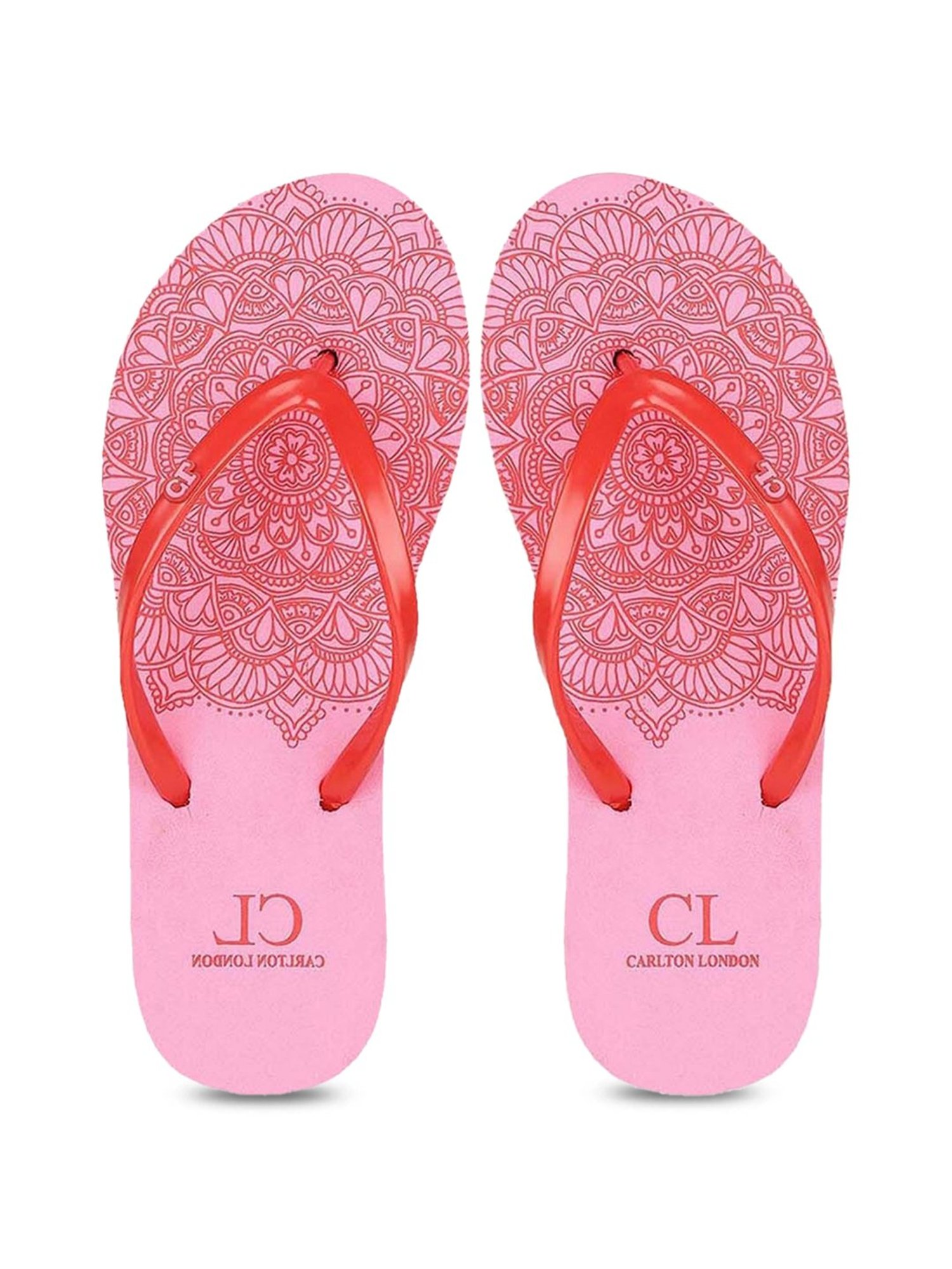 Carlton London Women's Red & Pink Flip Flops