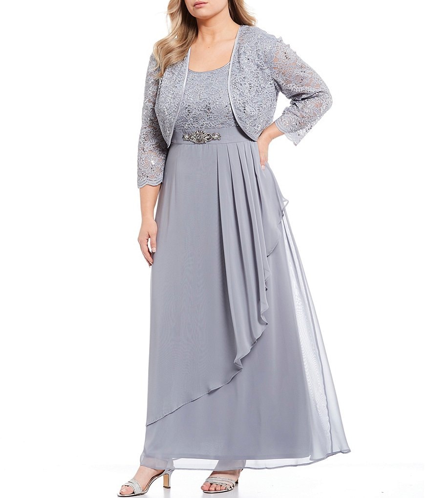 Jessica Howard Plus Size Crew Neck 3/4 Sleeve Printed Trapeze Dress