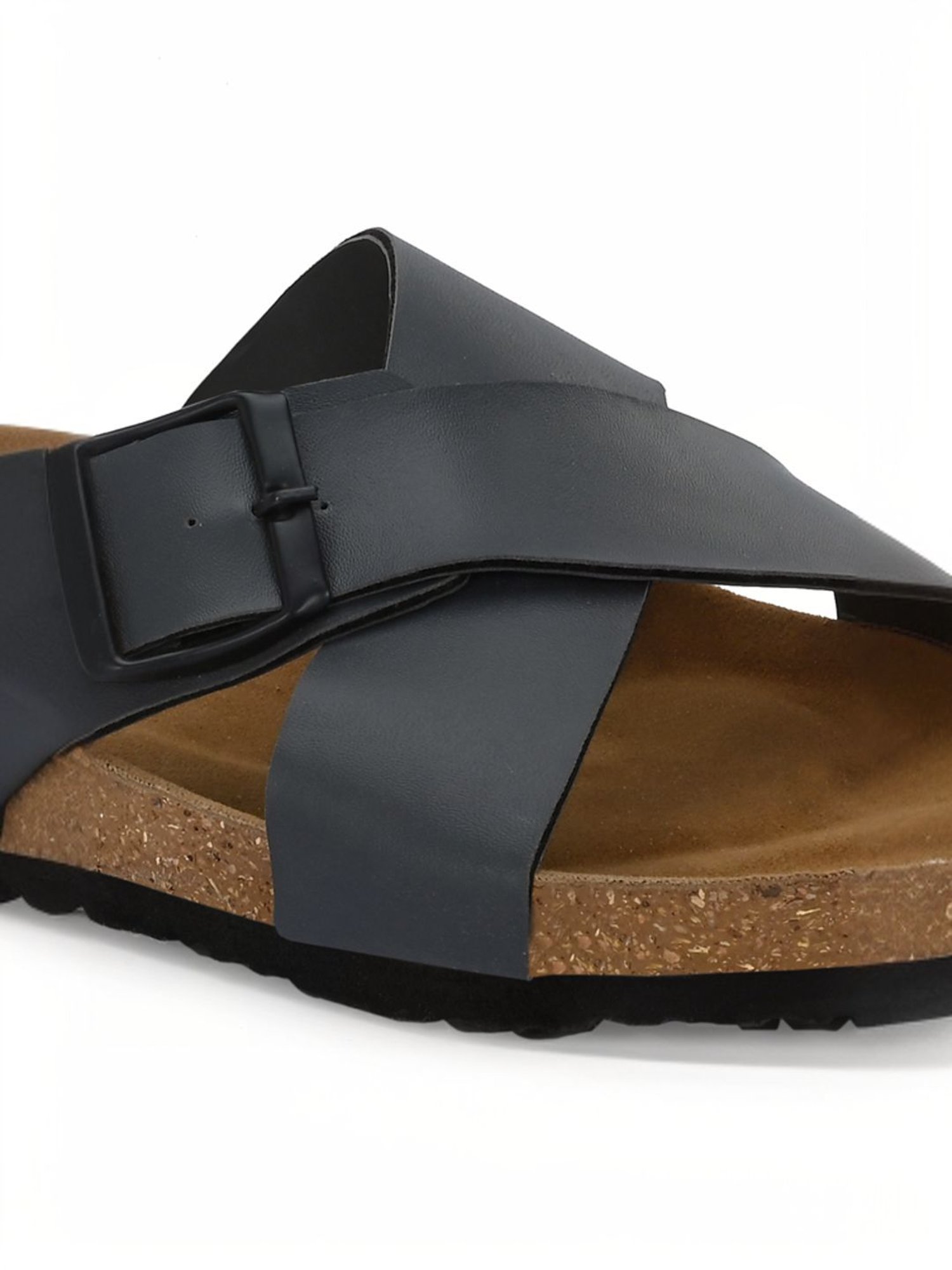 Hoversole Men's Grey Cork Cross Strap Sandals