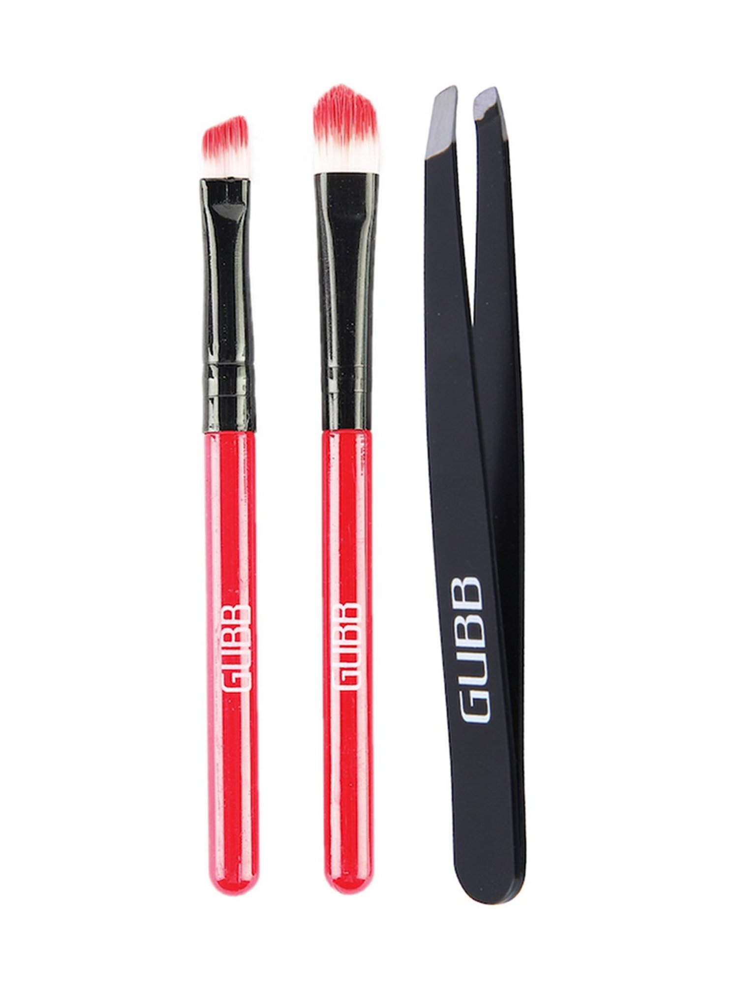 GUBB Dreamy Eye Kit - 2 Eyeshadow Brushes & Stainless Steel Slant Tip Tweezer