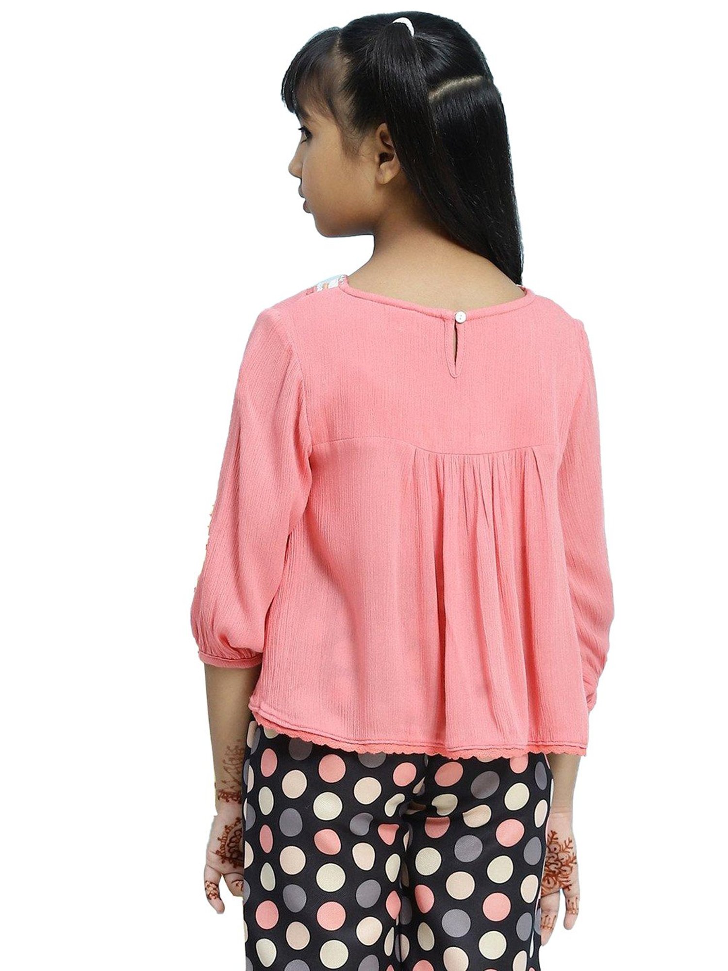 BIBA Girls Pink Solid Top